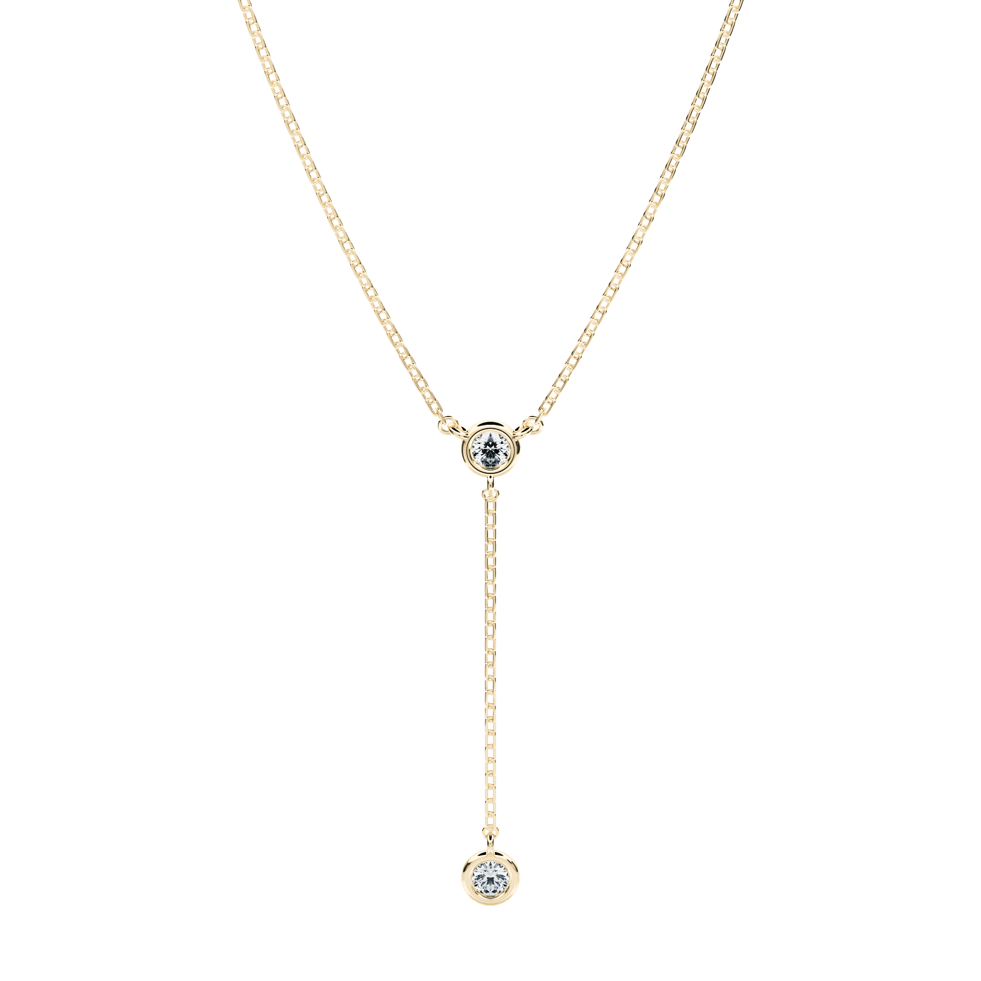 Zahara bezel necklace - Lab-Grown Diamond Bezel Lariat Necklace - The Future Rocks - 4