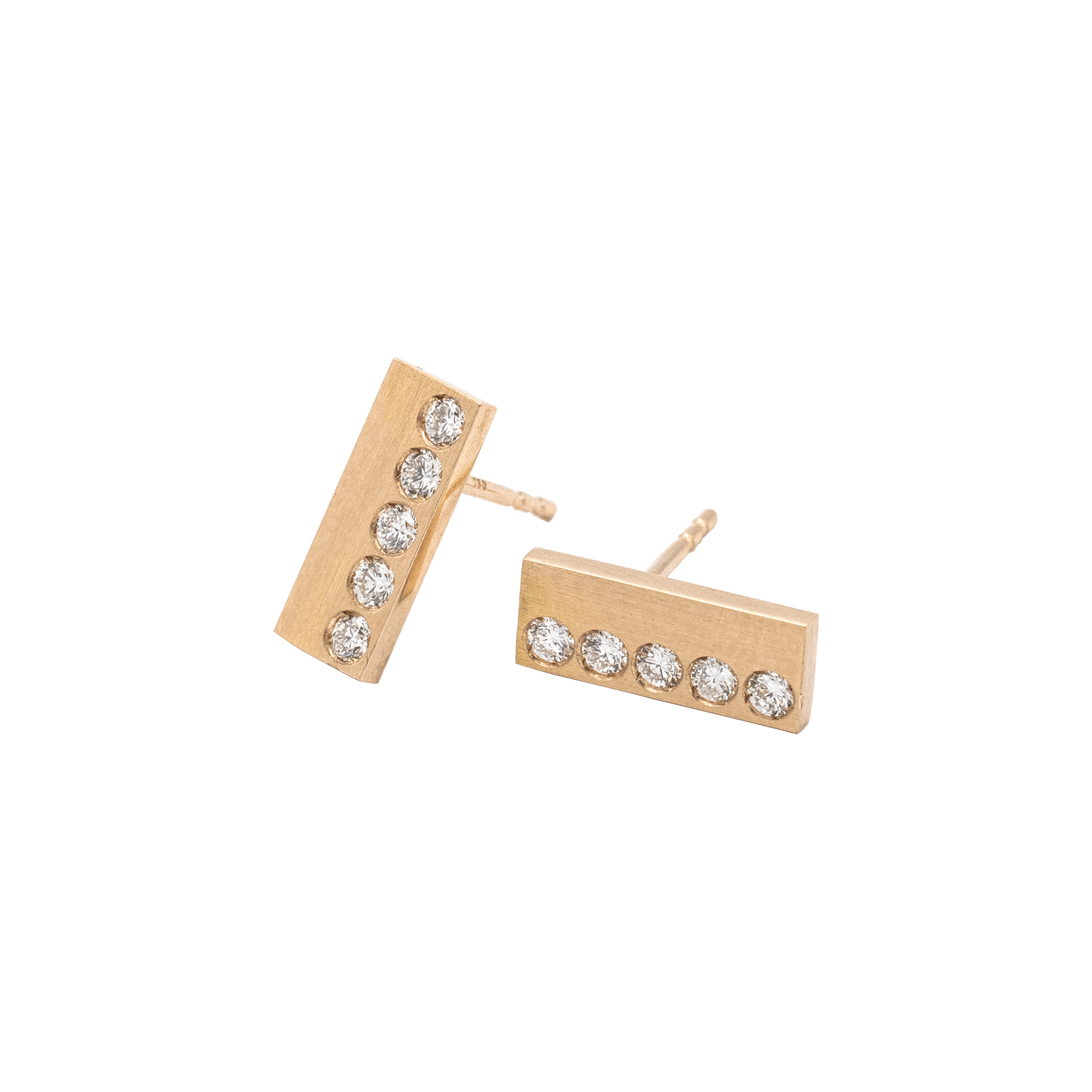 Age earrings - 18K Recycled Gold Diamond Bar Earrings - The Future Rocks - 1