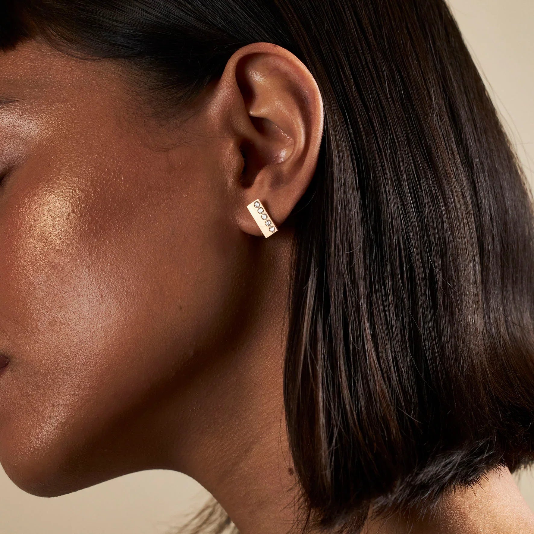 Age earrings - 18K Recycled Gold Diamond Bar Earrings - The Future Rocks - 2