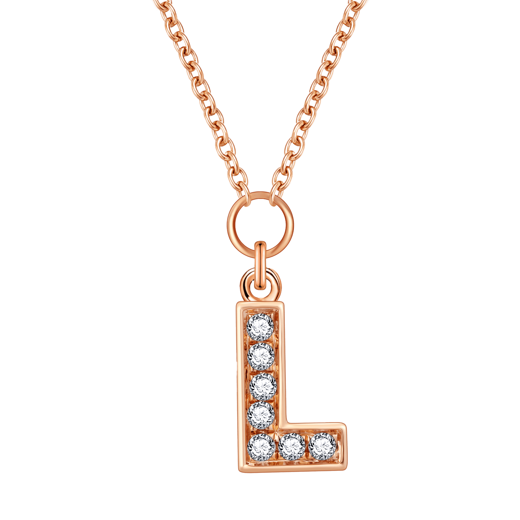 Alphabet LGD pendant necklace - Diamond Initial Pendant Necklace - The Future Rocks - 14