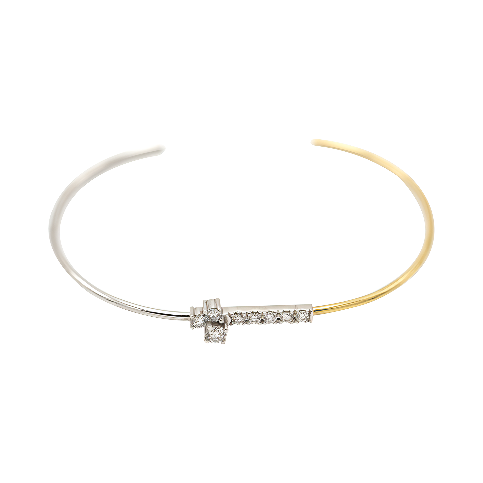 Bicolor bangle - 18K Recycled Gold Lab-Grown Diamond Bicolor Bangle - The Future Rocks - 1