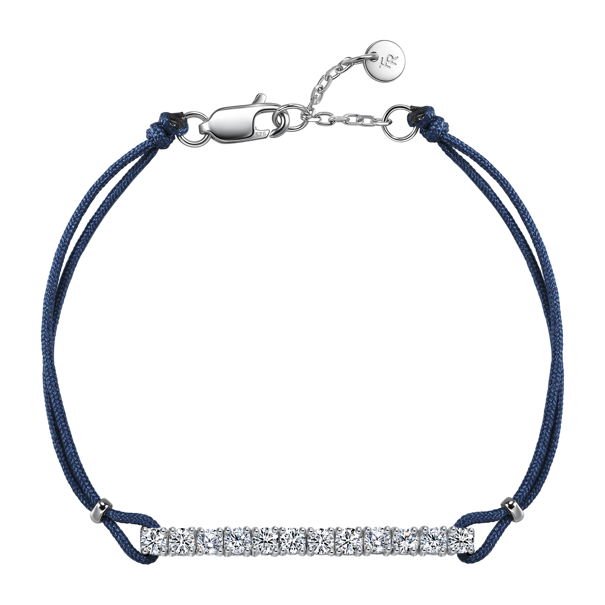 Pavé navy cord bracelet 0.6ct - Diamond Bracelet - Navy Blue Cord Bracelet - The Future Rocks - 2