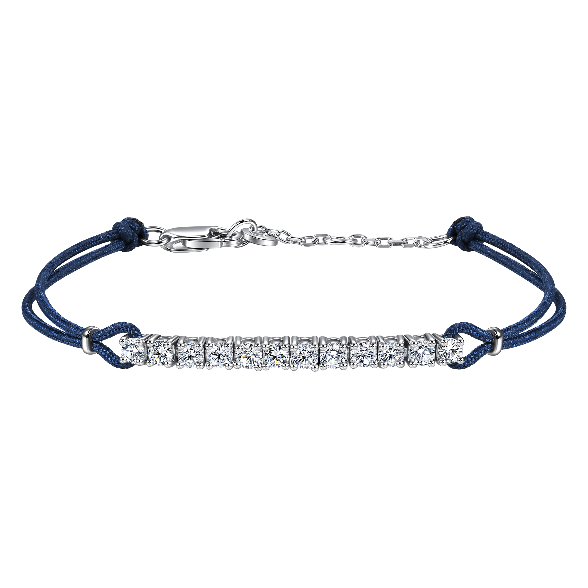 Pavé navy cord bracelet 0.6ct - Diamond Bracelet - Navy Blue Cord Bracelet - The Future Rocks - 1