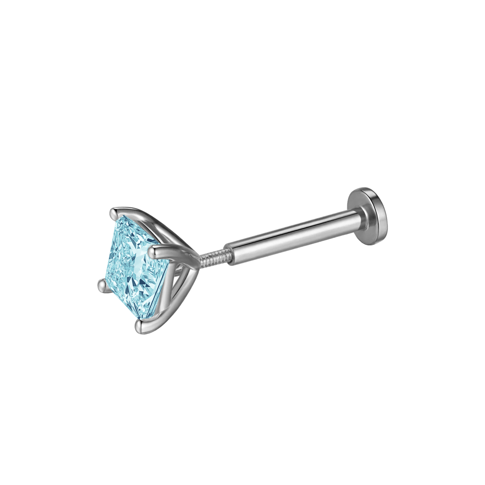 Princess flatback earrings - Princess Cut Blue Diamond Flatback Earrings - The Future Rocks - 3