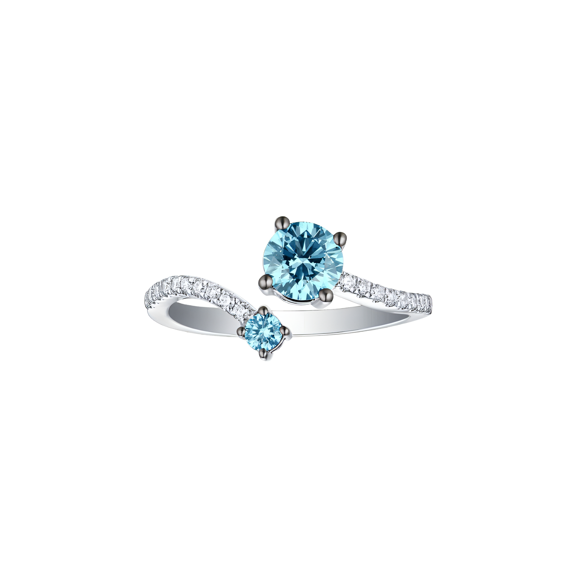 Blush blue two stone ring - Lab-Grown Blue Diamond Two Stone Ring - The Future Rocks - 1