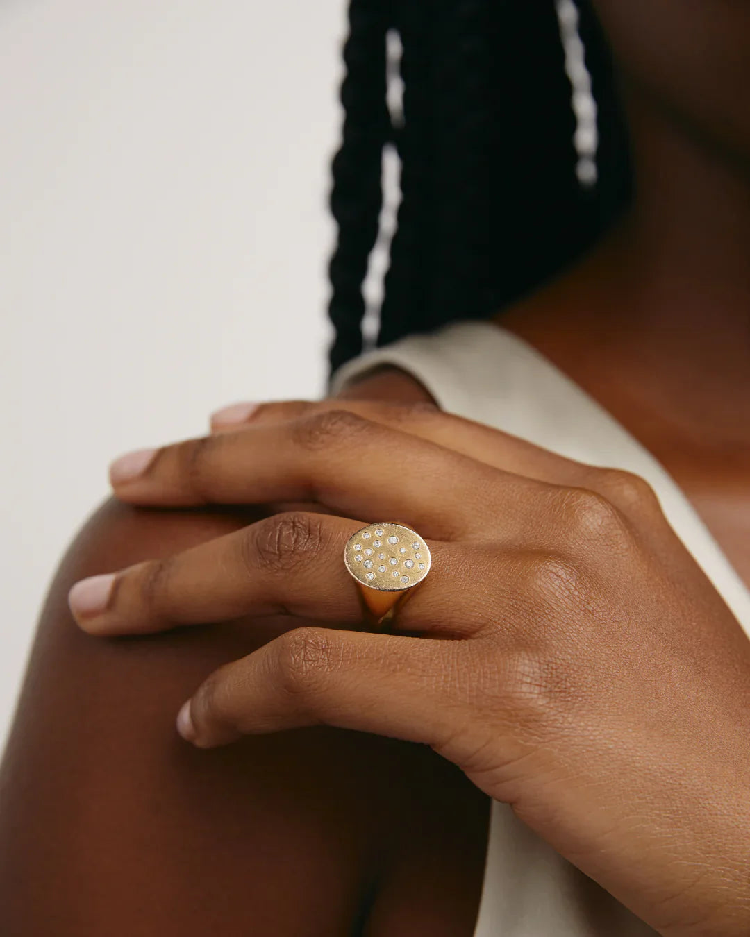 Celestial ring - 14K Recycled Gold Diamond Signet Ring - The Future Rocks - 2