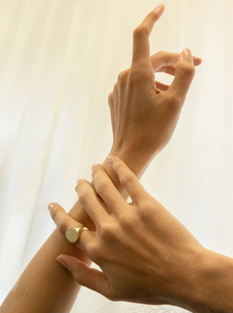 Celestial ring - 14K Recycled Gold Diamond Signet Ring - The Future Rocks - 3