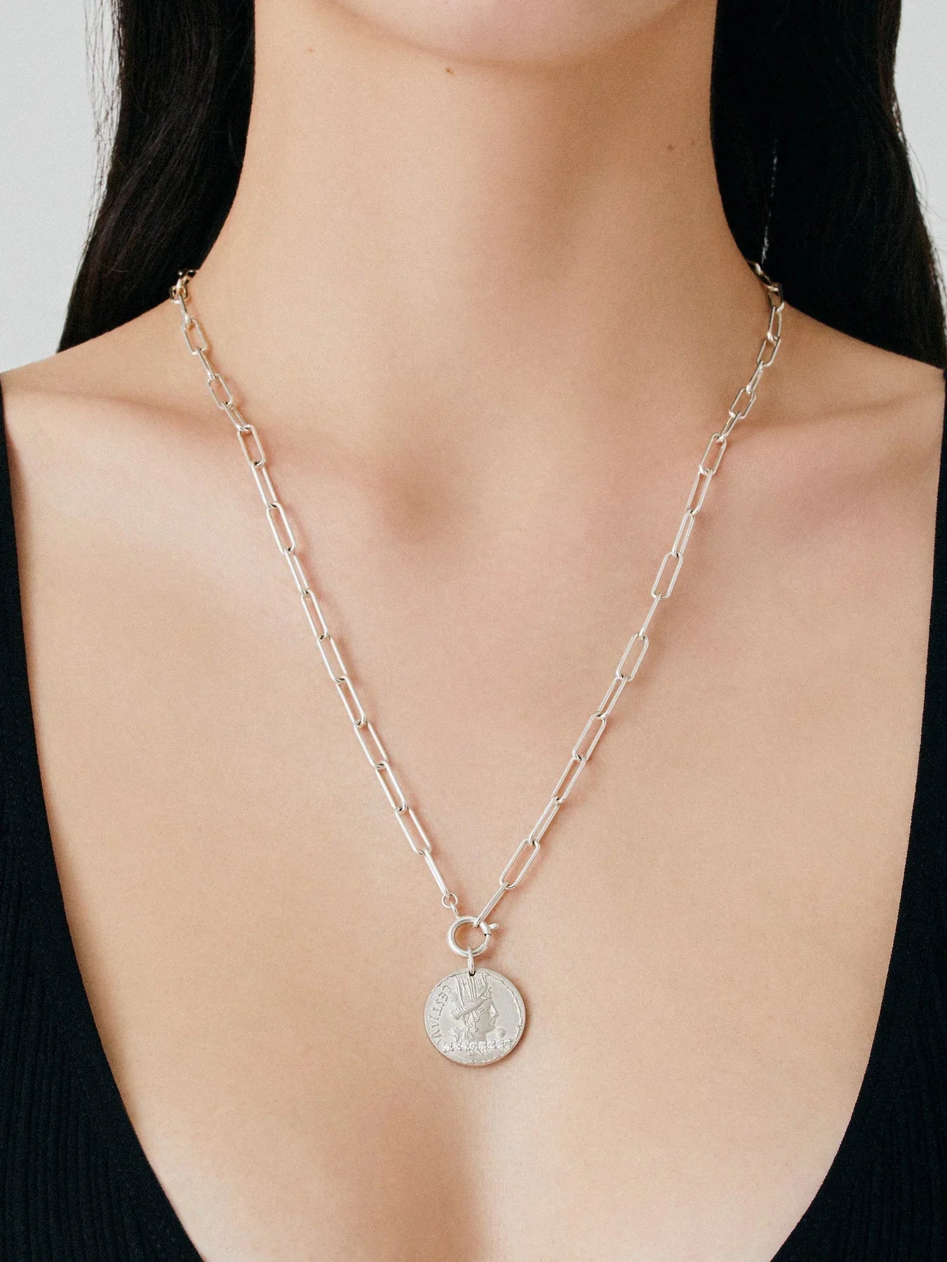 Coins chain necklace L - Sterling Silver Paperclip Necklace - The Future Rocks - 2