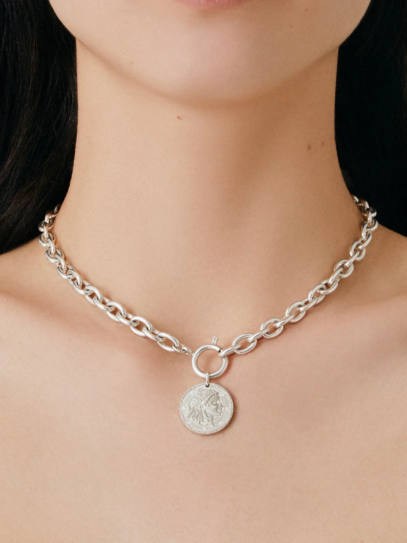 Coins chain necklace S - Sterling Silver Choker Necklace - The Future Rocks - 2