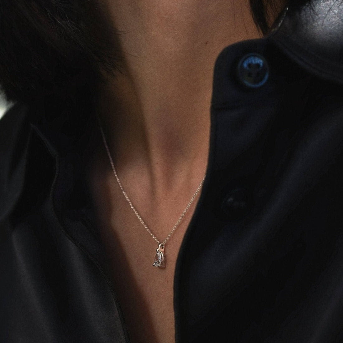Drop pendant necklace - Pear Shaped Diamond Pendant Necklace - The Future Rocks - 2