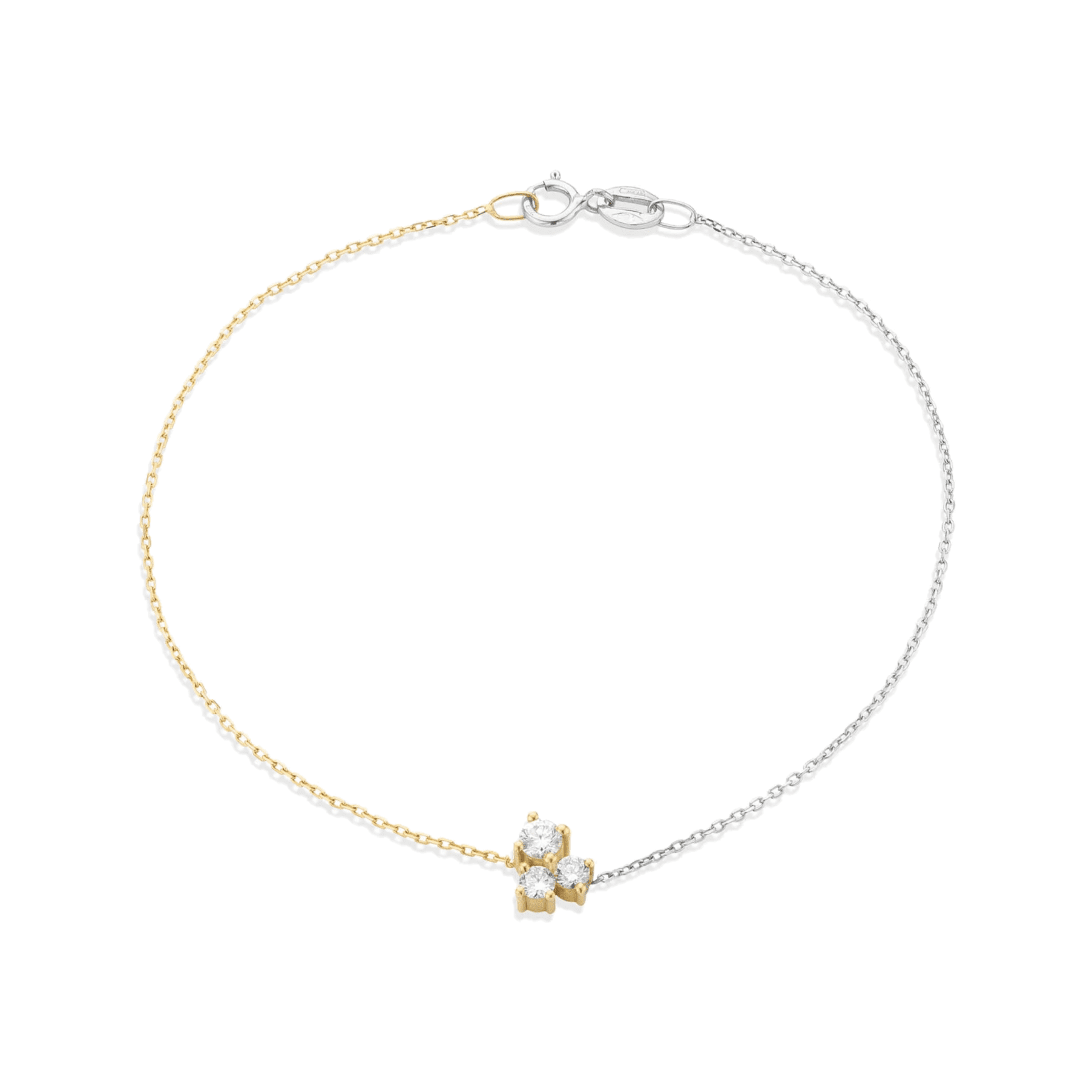 Dyad bracelet - 18K Gold Three Stone Diamond Bracelet - The Future Rocks - 1