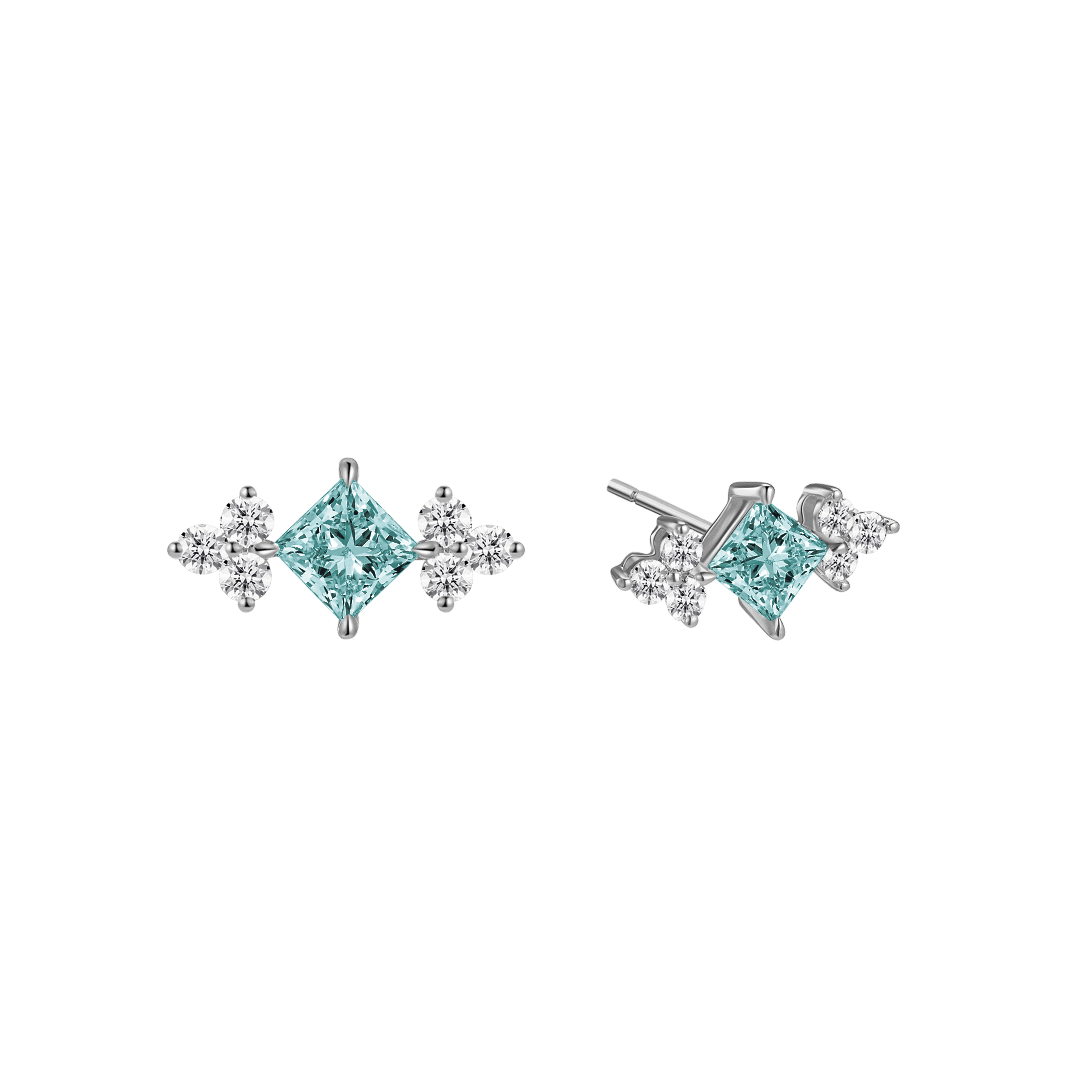 Princess blue joy earrings - Princess Cut Blue Diamond Earrings - The Future Rocks - 2