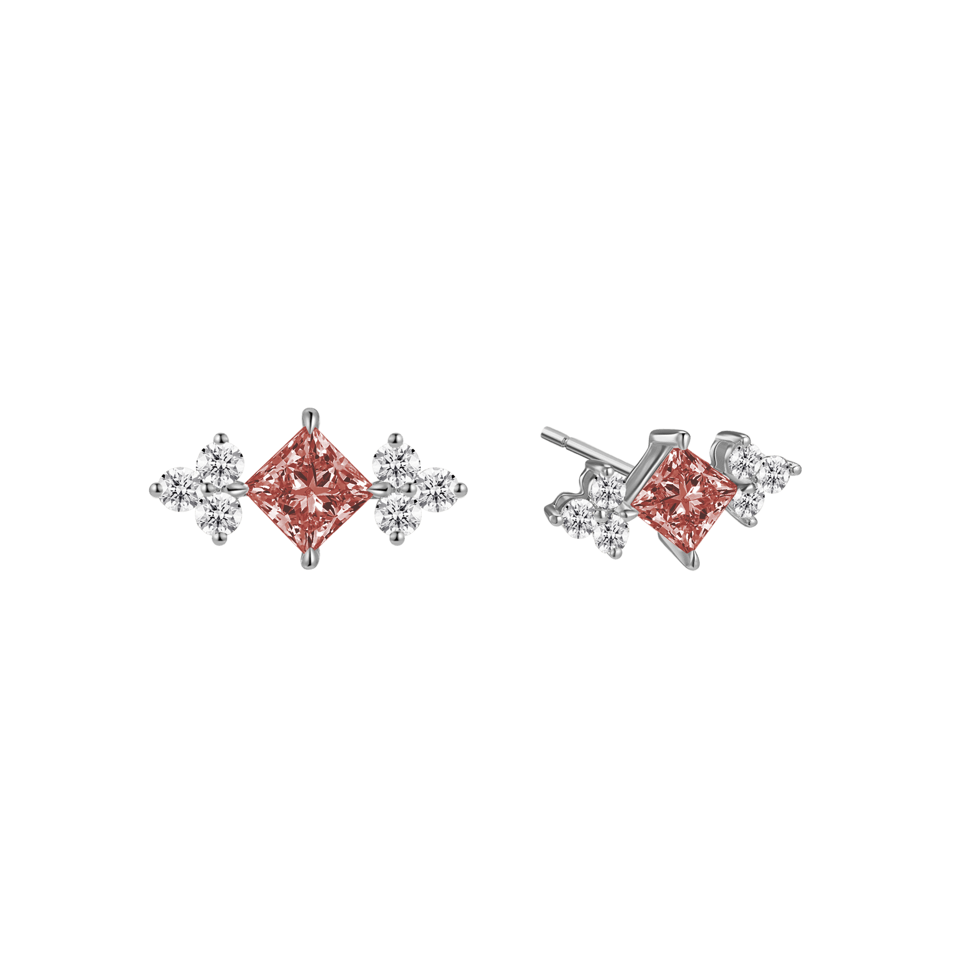Princess pink joy earrings - Princess Cut Pink Diamond Earrings - The Future Rocks - 2