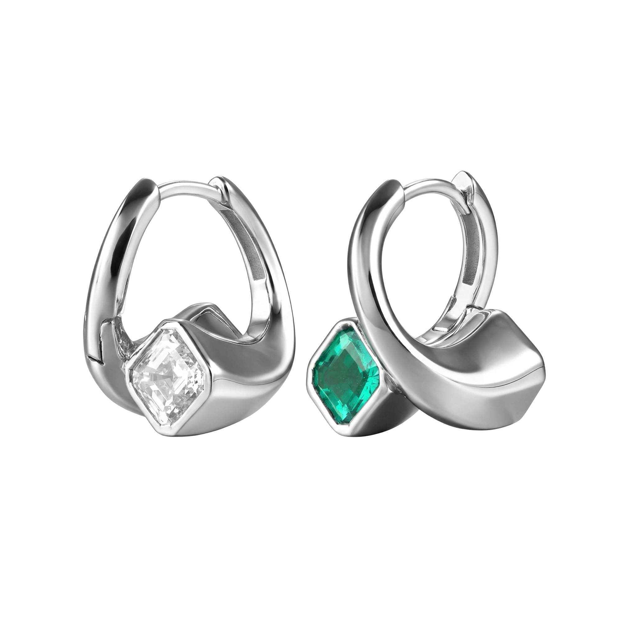 Nova reversible hoop earrings with lgd and emerald - Nova reversible hoop earrings with lgd and emerald - The Future Rocks - 1