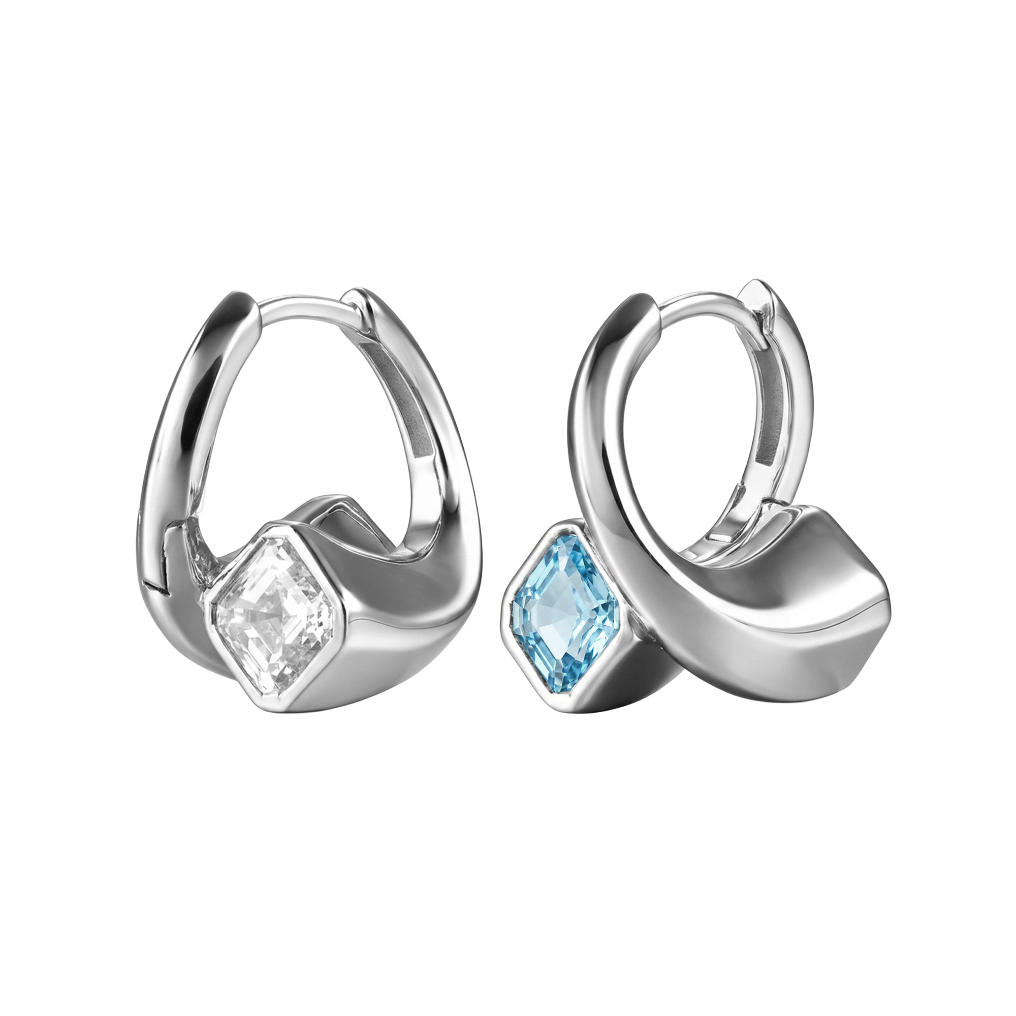 Nova reversible hoop earrings with lgd and aquamarine - Nova reversible hoop earrings with lgd and aquamarine - The Future Rocks - 1