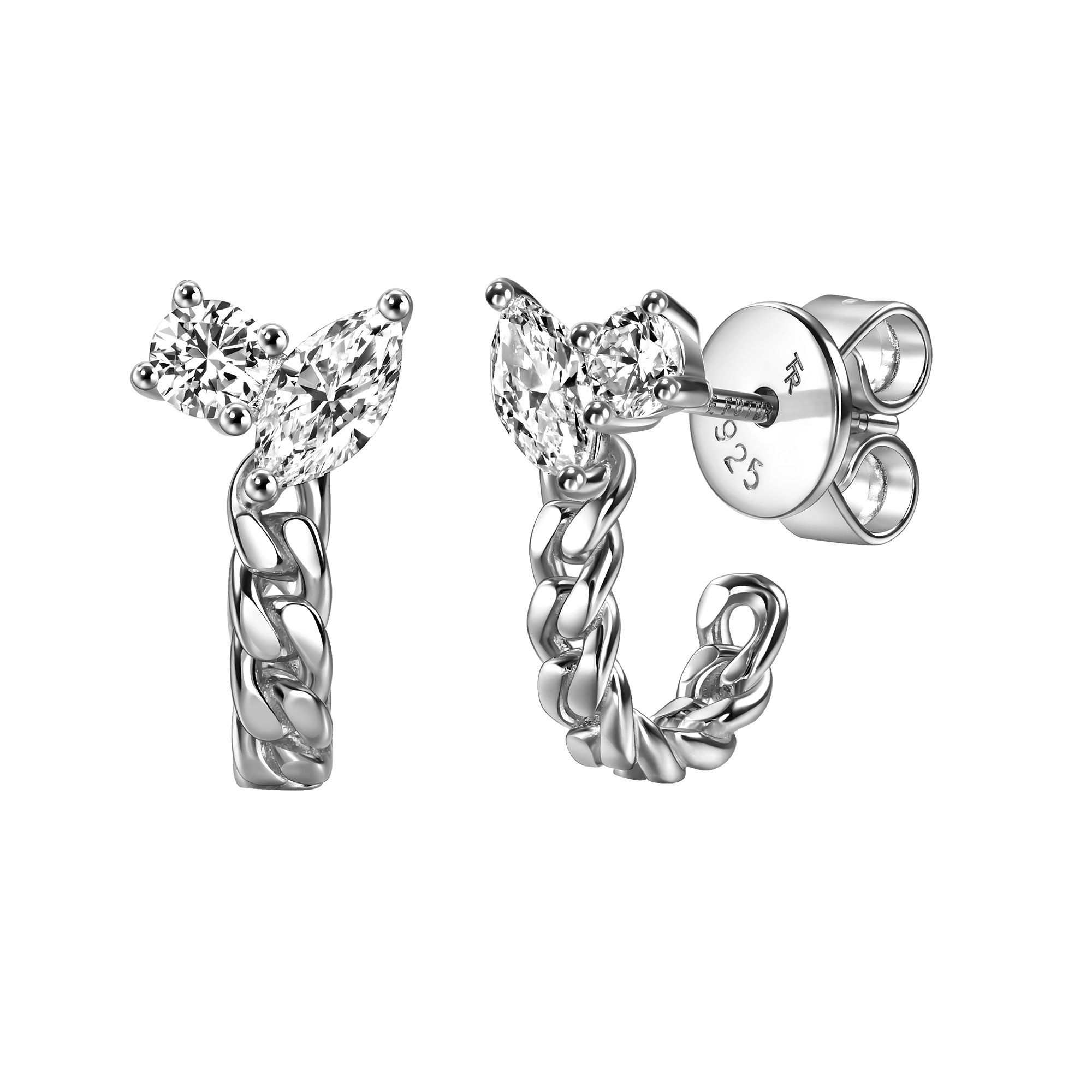 Clara curb-link earrings - Curb-Link Lab Diamond Earrings - The Future Rocks - 1