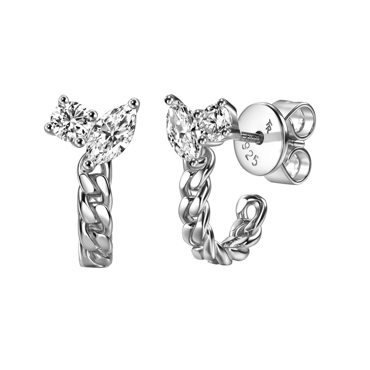 Clara curb-link earrings - Curb-Link Lab Diamond Earrings - The Future Rocks - 1