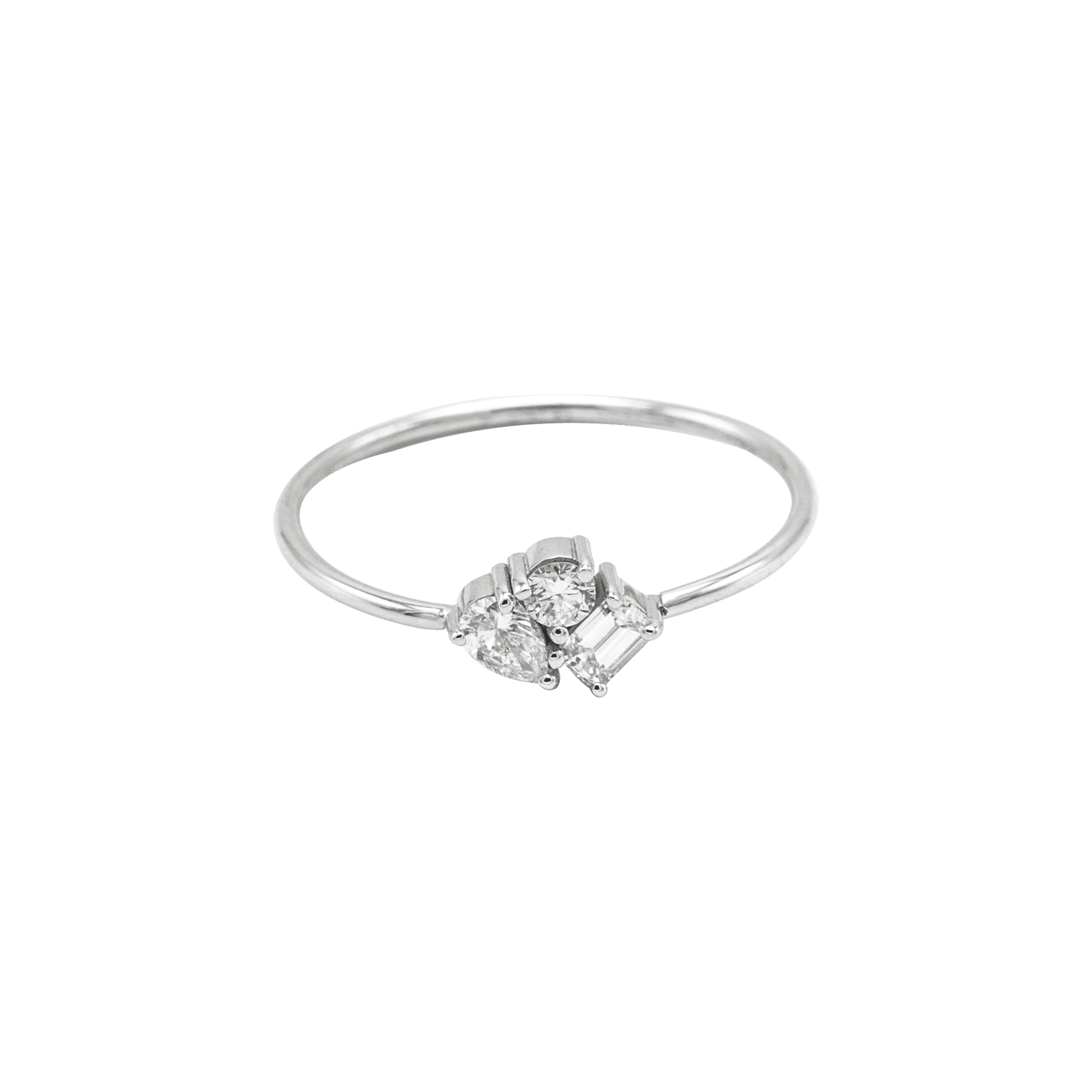 Emçi mini ring - 18K White Gold Mini Diamond Cluster Ring - The Future Rocks - 1