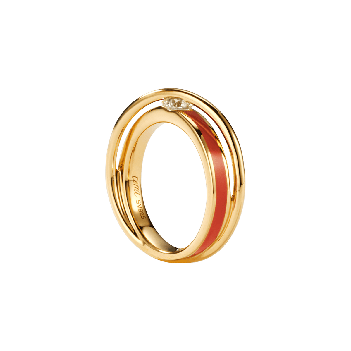 Engage EGR1 sun ring - Orange Enamel Diamond Ring - The Future Rocks - 4