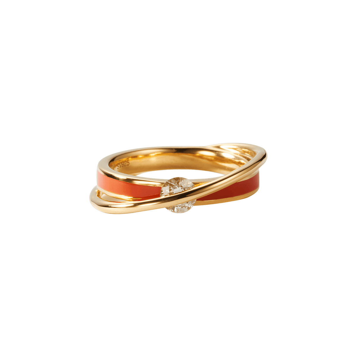 Engage EGR1 sun ring - Orange Enamel Diamond Ring - The Future Rocks - 6