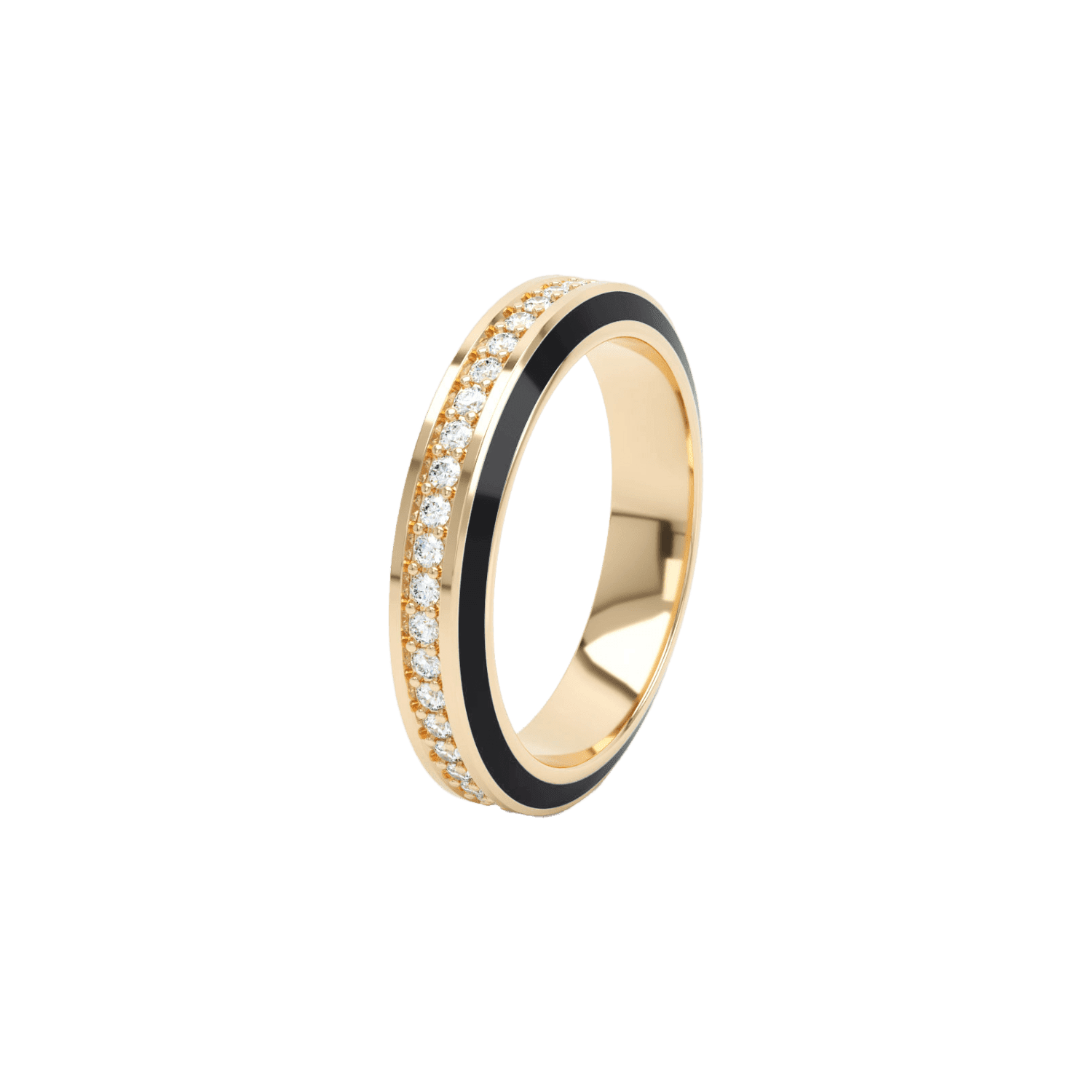 Eternity black enamel 4mm ring - Eternity Black Enamel Diamond Ring -  The Future Rocks -    1
