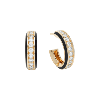 Eternity black enamel hoops - Eternity Black Enamel Hoop Earrings - The Future Rocks - 1