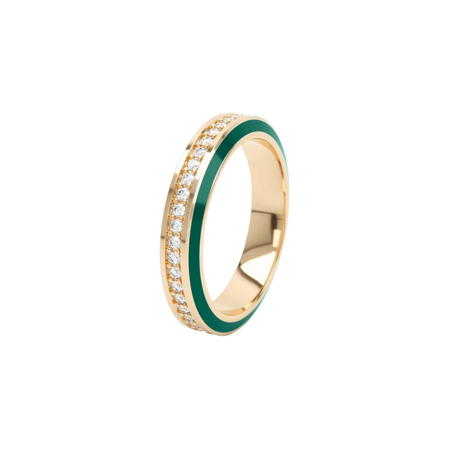Eternity green enamel 4mm ring - Eternity Green Enamel Diamond Ring -  The Future Rocks -    1