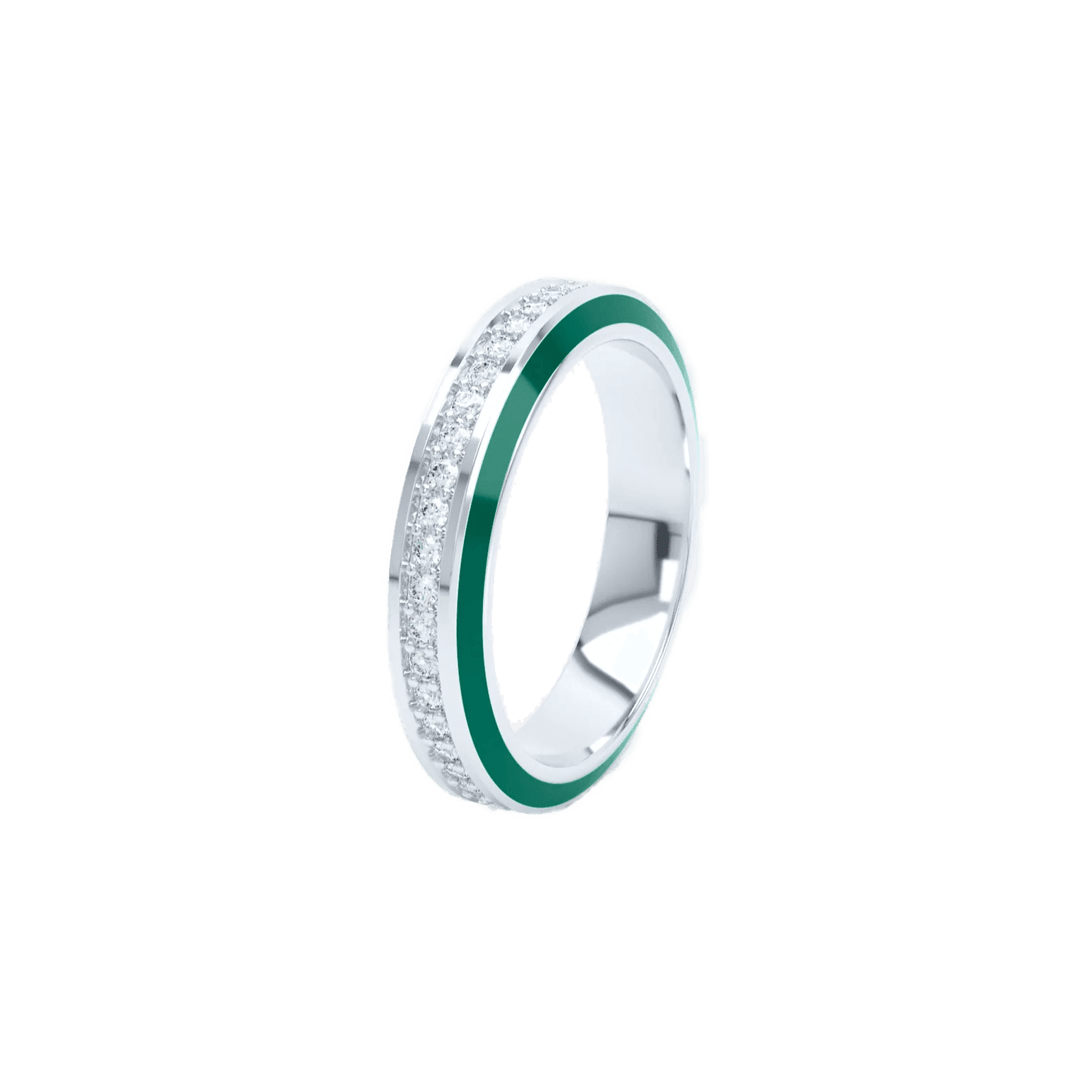 Eternity green enamel 4mm ring - Eternity Green Enamel Diamond Ring - The Future Rocks - 3