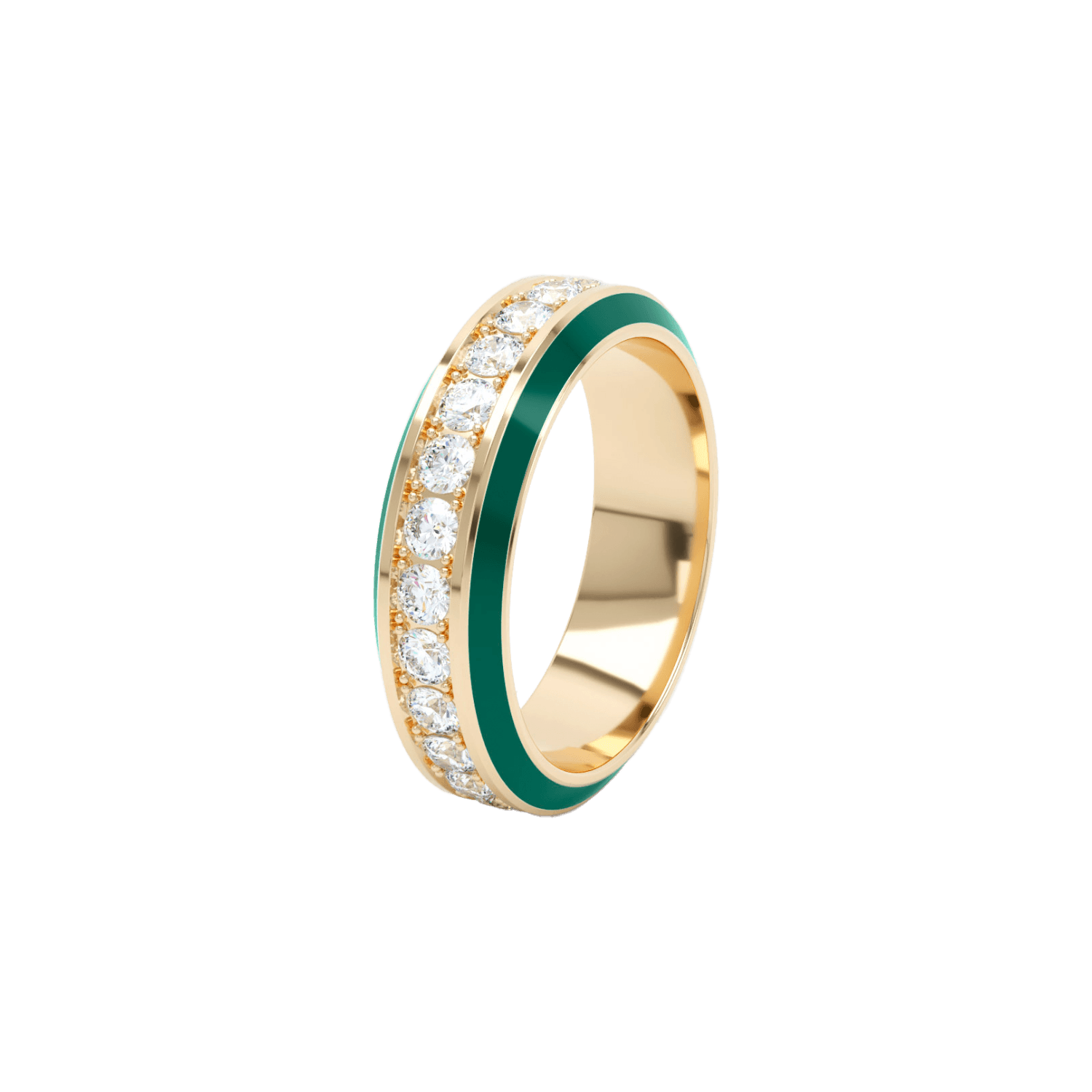 Eternity green enamel 6mm ring - Eternity Green Enamel Ring -  The Future Rocks -    1
