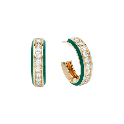Eternity green enamel hoops - Eternity Green Enamel Hoop Earrings - The Future Rocks - 1