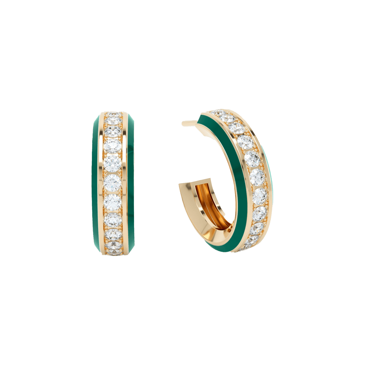 Eternity green enamel hoops - Eternity Green Enamel Hoop Earrings - The Future Rocks - 1