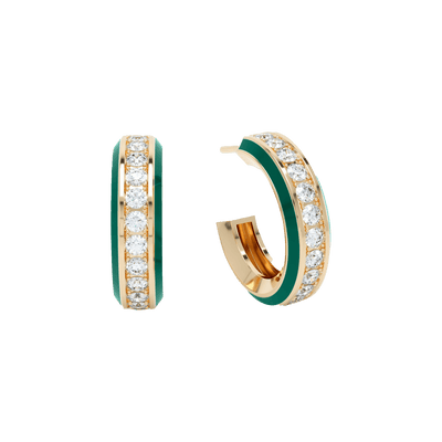 Eternity green enamel hoops - Eternity Green Enamel Hoop Earrings - The Future Rocks - 1