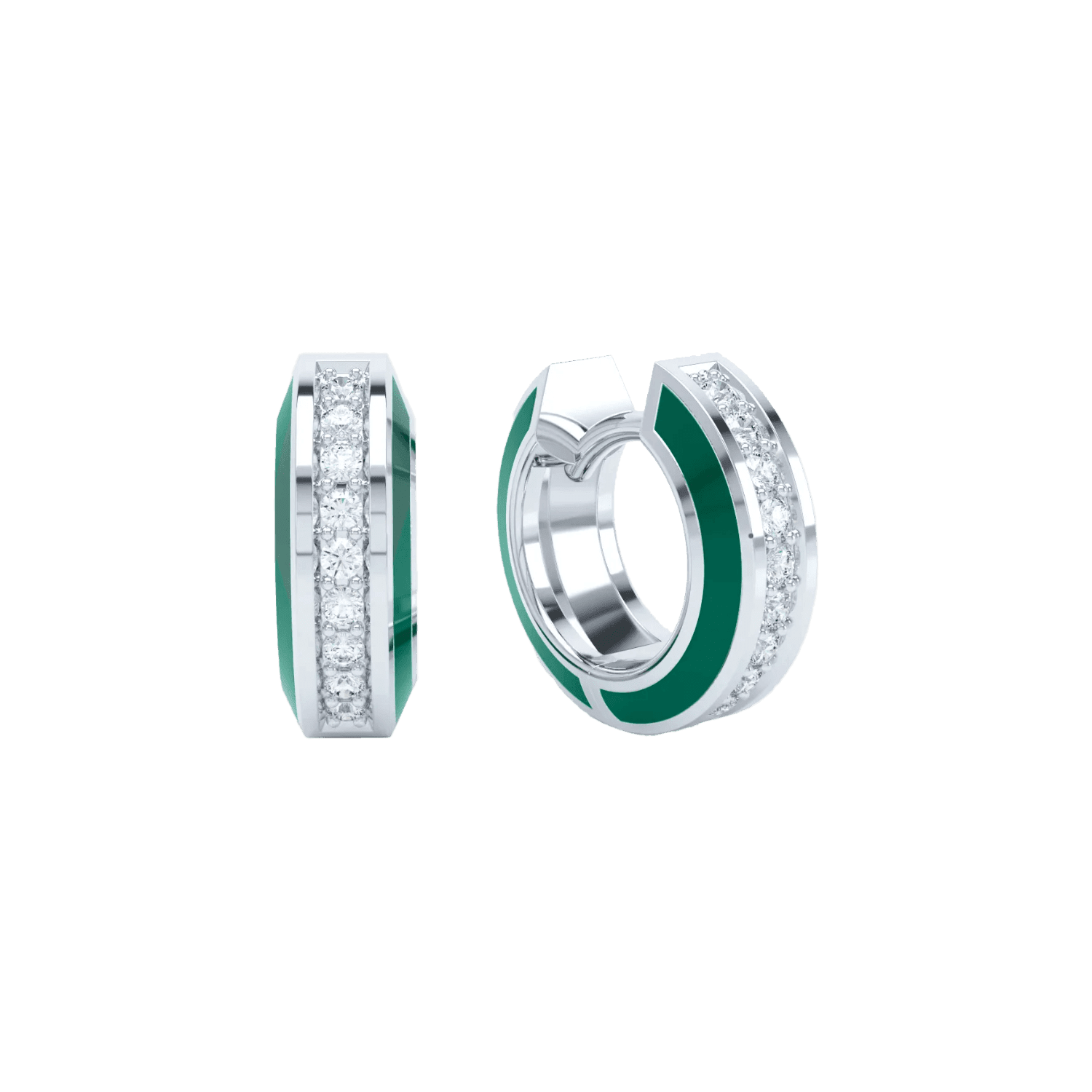 Eternity green enamel huggies - Eternity Green Enamel Huggie Earrings - The Future Rocks - 2