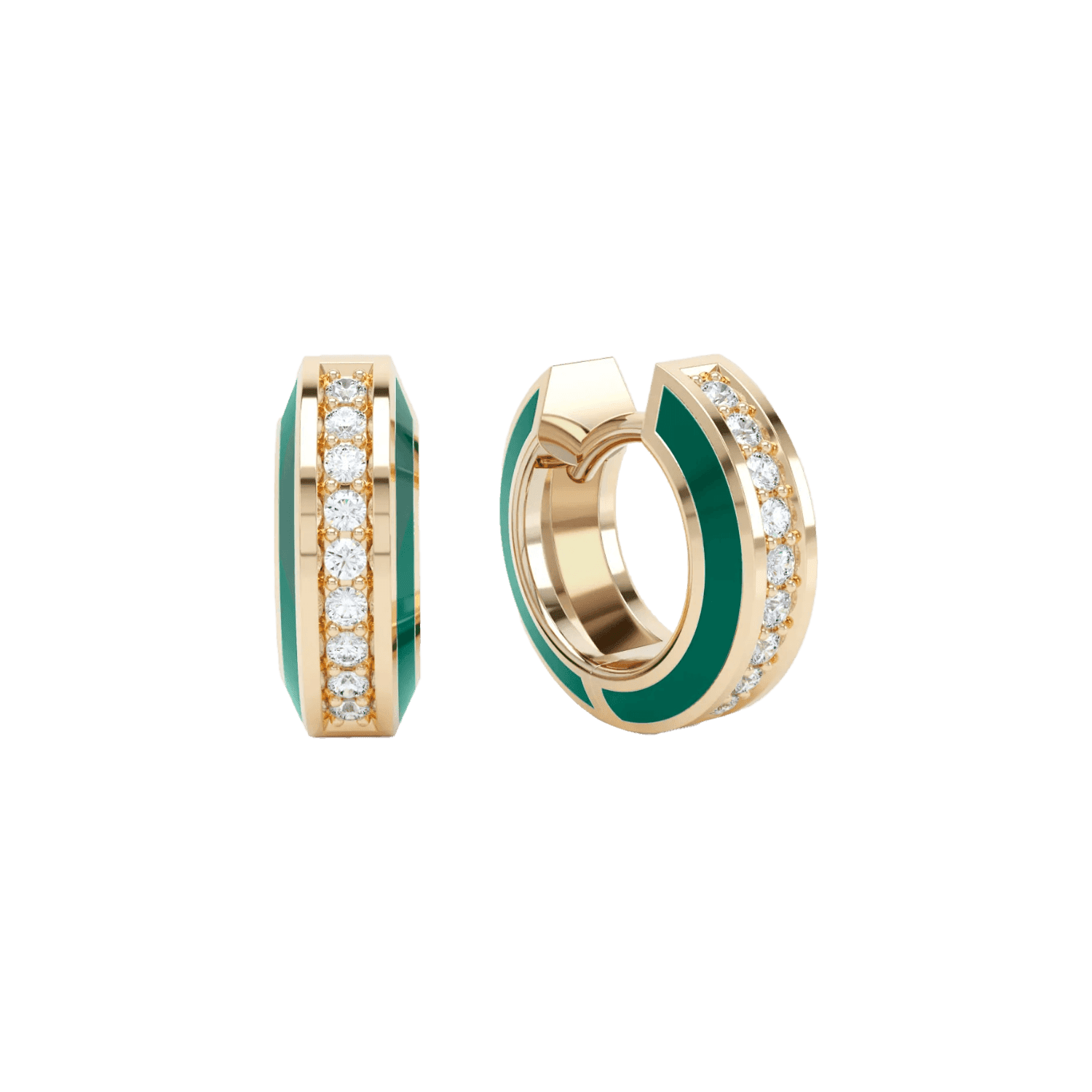 Eternity green enamel huggies - Eternity Green Enamel Huggie Earrings -  The Future Rocks -    1