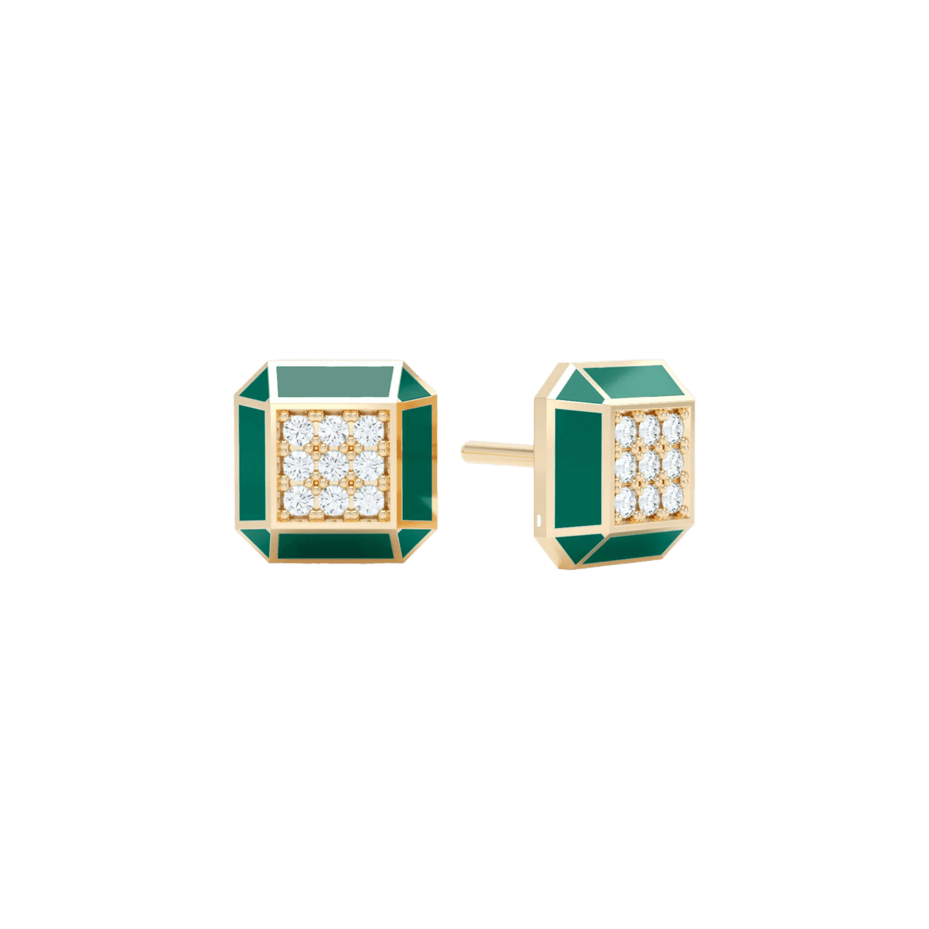 Eternity green enamel studs - Eternity Green Enamel Stud Earrings -  The Future Rocks -    1