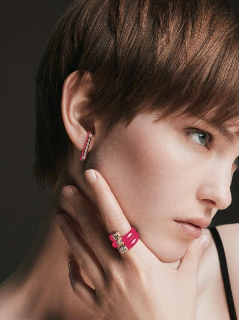 Eternity pink enamel ear cuffs - Eternity Pink Enamel Ear Cuffs - The Future Rocks - 4