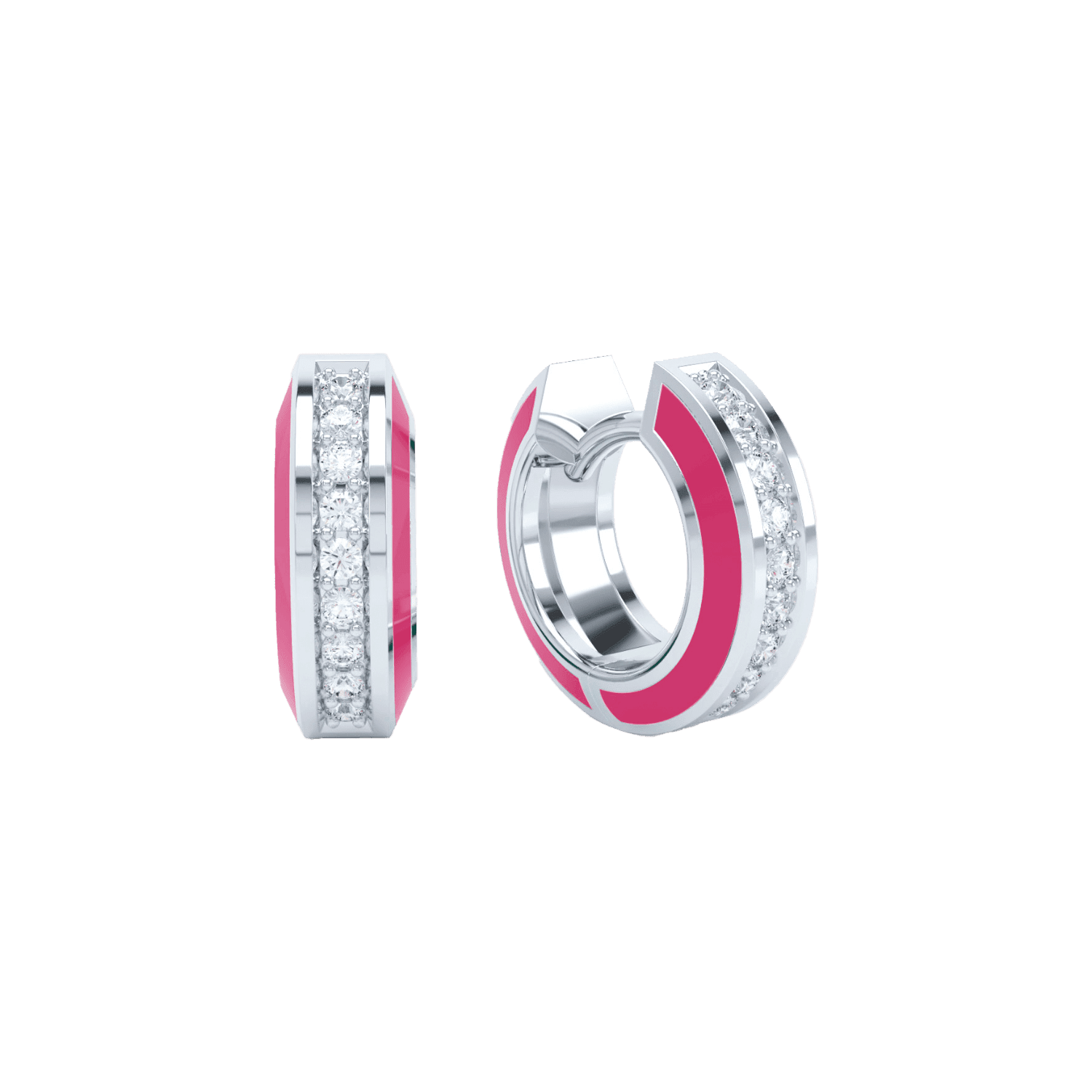 Eternity pink enamel huggies - Eternity Pink Enamel Huggie Earrings - The Future Rocks - 3