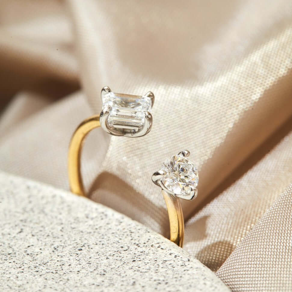 Gemini ring I - Emerald Cut Toi et Moi Ring - The Future Rocks - 2