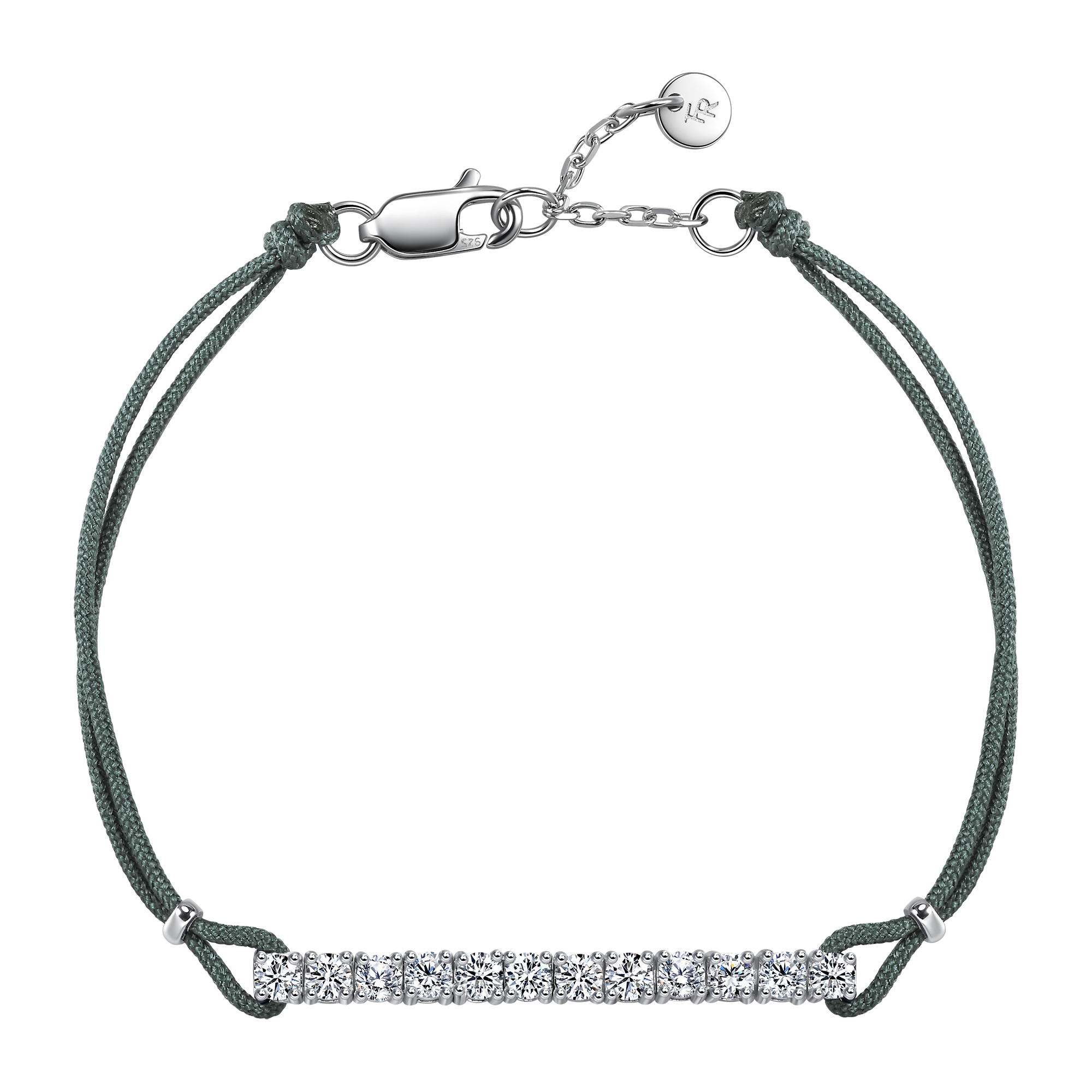 Pavé dark green cord bracelet 0.6ct - Diamond Bracelet - Green Cord Bracelet - The Future Rocks - 2