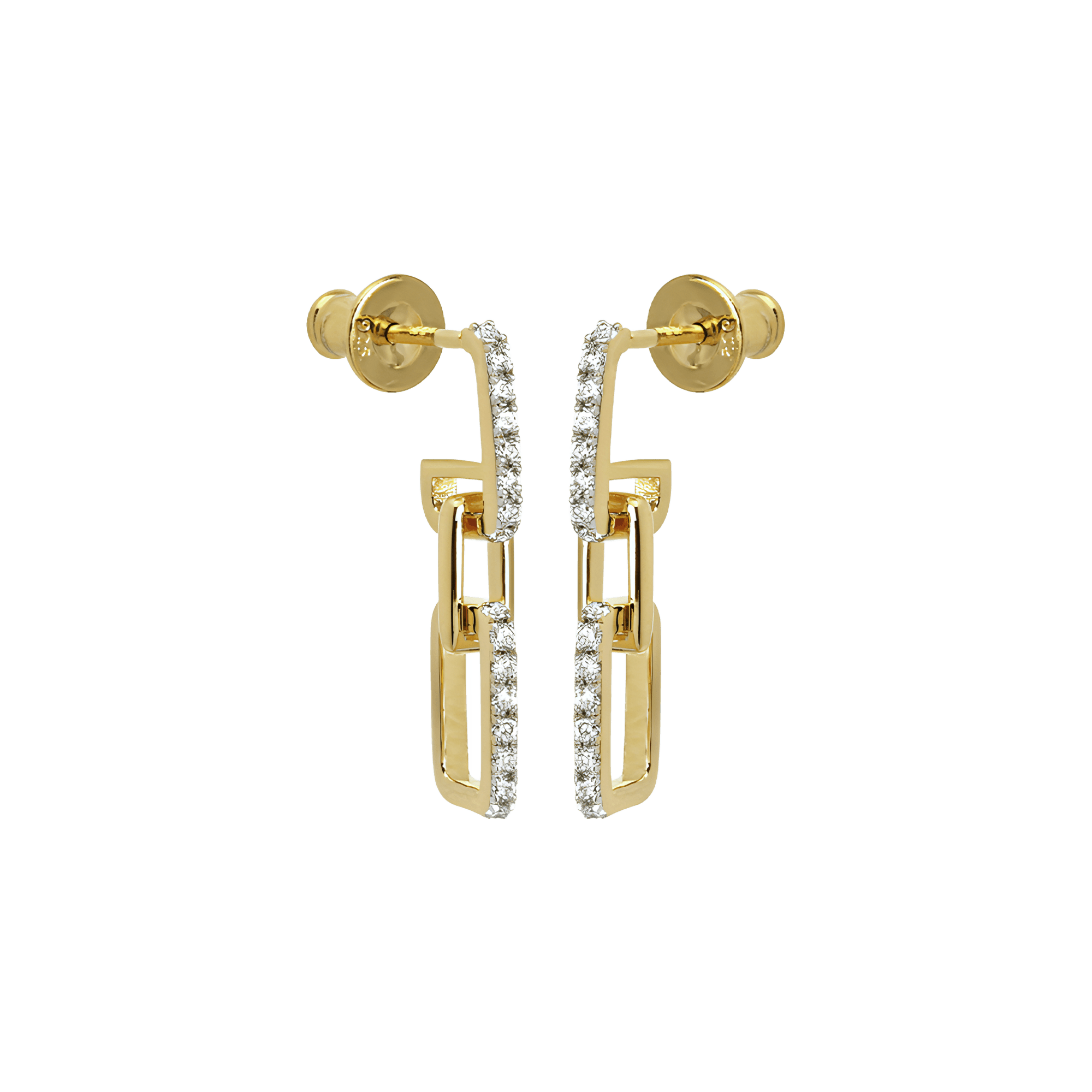 Horizon double link earrings - Gold Vermeil Double Link Drop Earrings - The Future Rocks - 5