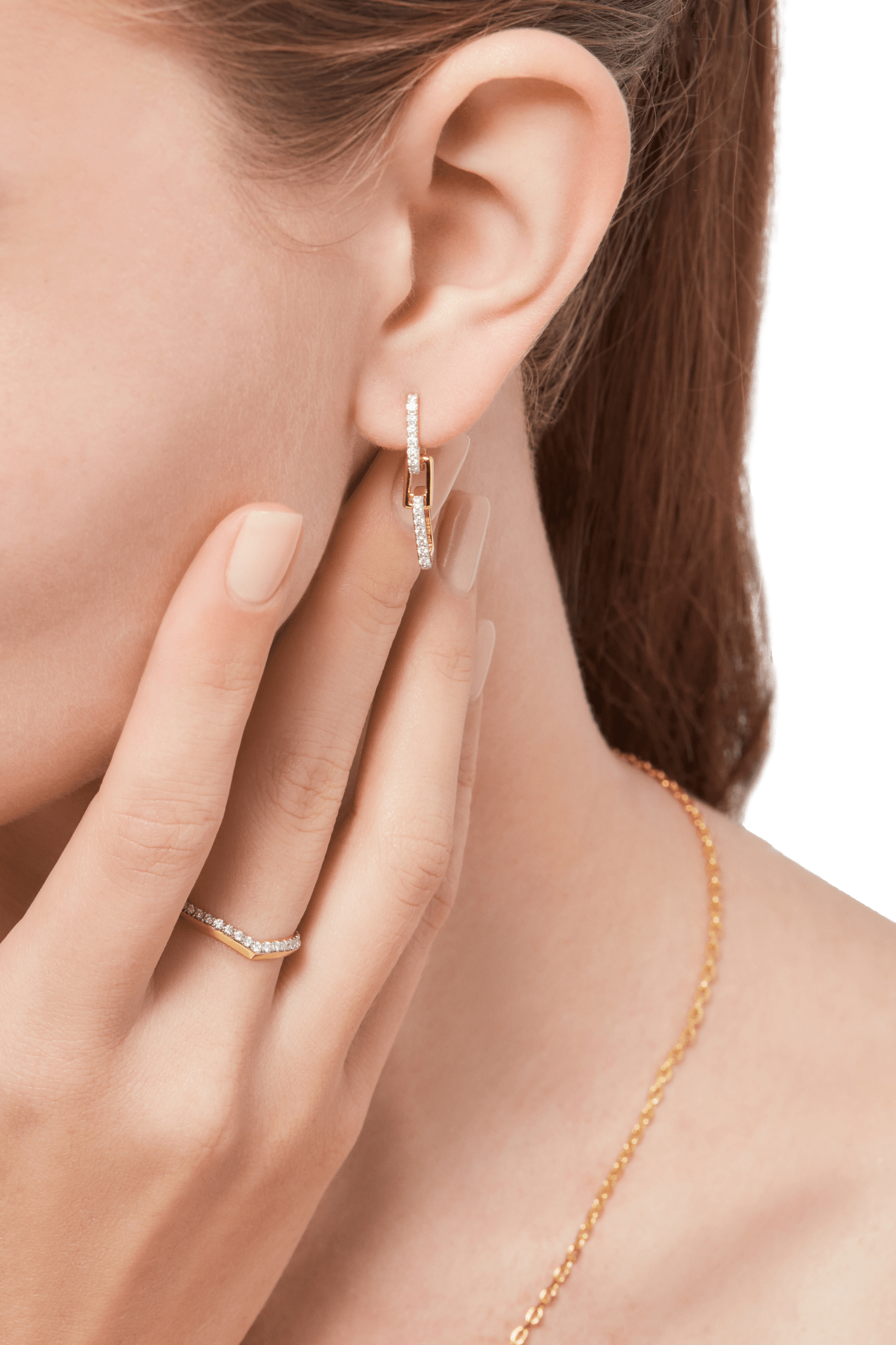 Horizon double link earrings - Gold Vermeil Double Link Drop Earrings - The Future Rocks - 2
