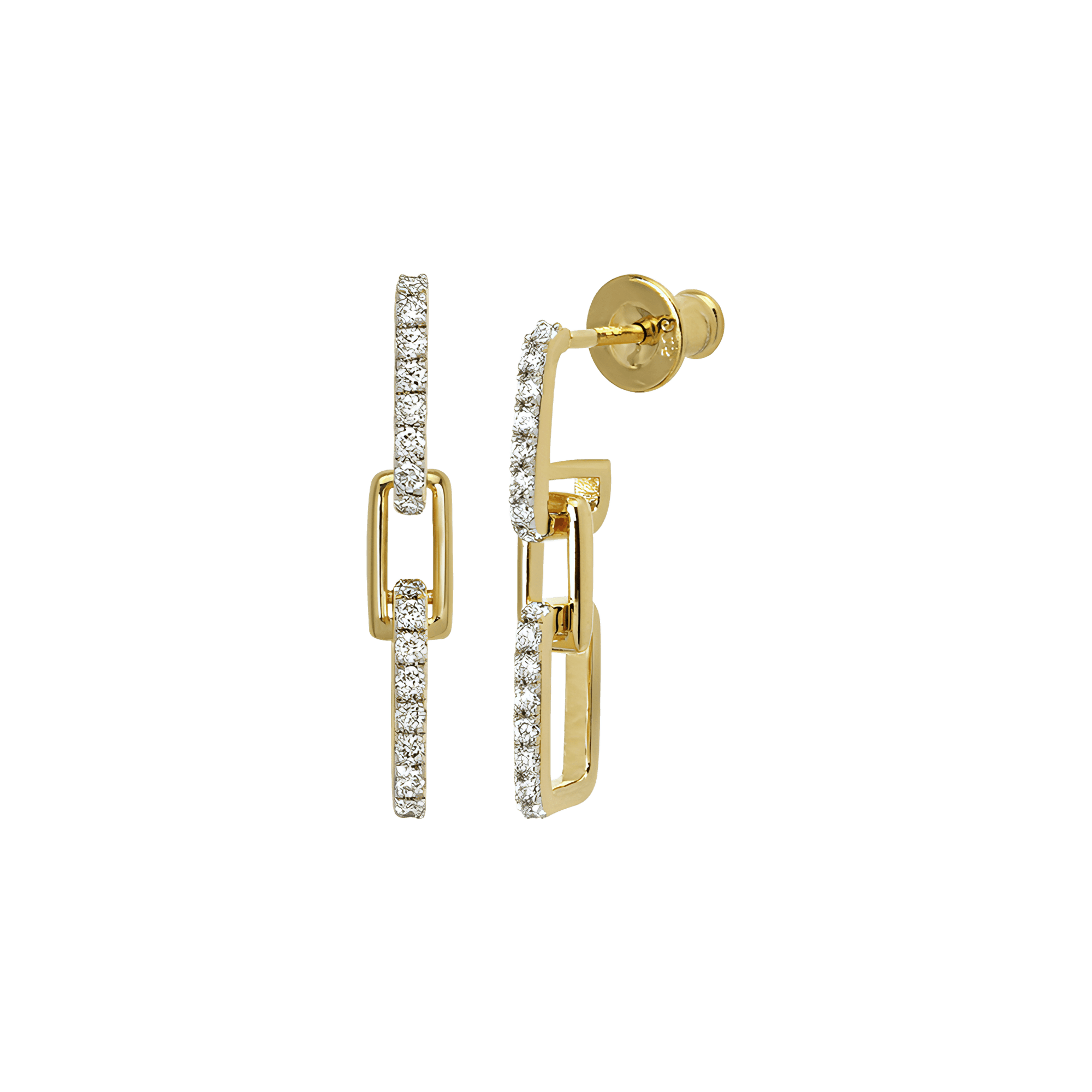 Horizon double link earrings - Gold Vermeil Double Link Drop Earrings -  The Future Rocks -    1