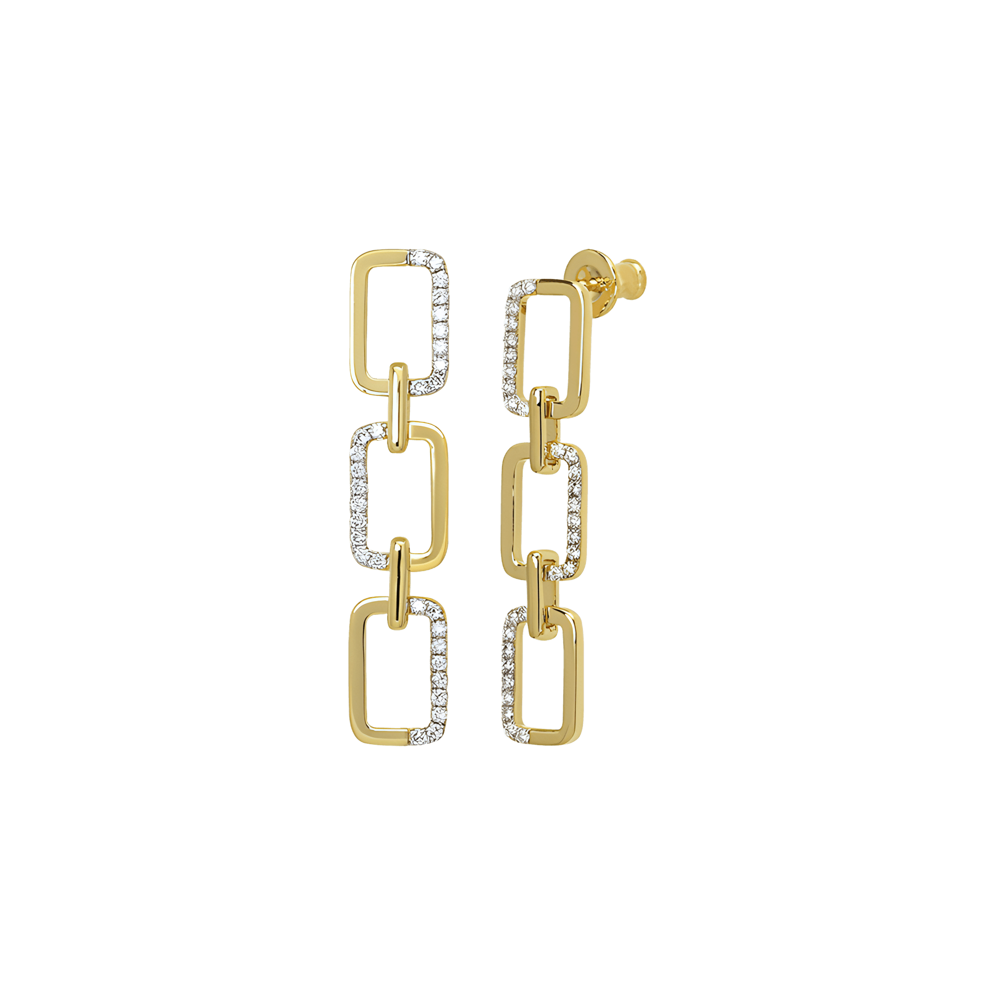 Horizon trio link earrings - Gold Vermeil Chain Earrings - The Future Rocks - 1