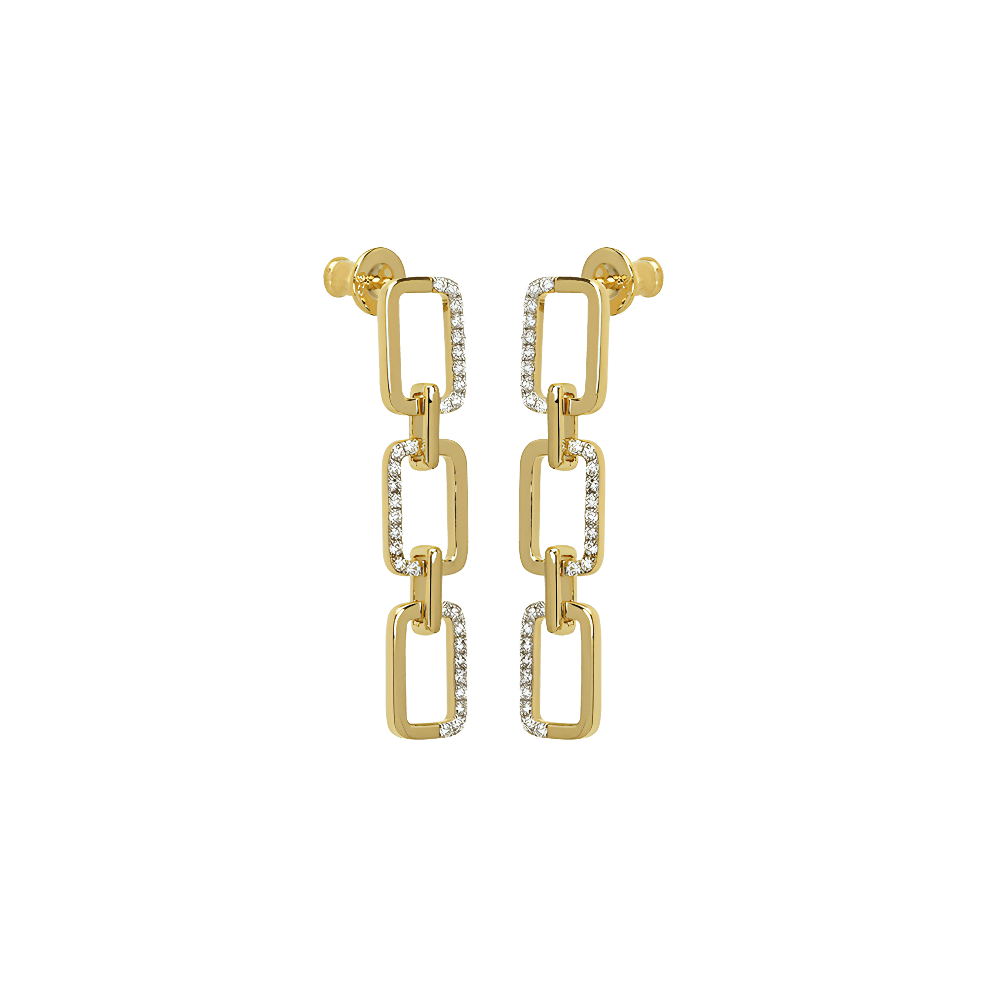 Horizon trio link earrings - Gold Vermeil Chain Earrings - The Future Rocks - 4