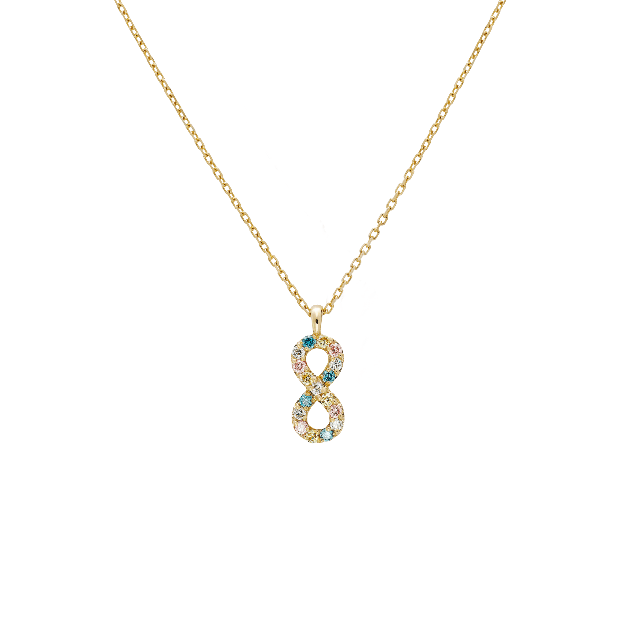 Infinity multi-color LGD necklace - Lab-Grown Coloured Diamond Infinity Necklace - The Future Rocks - 1