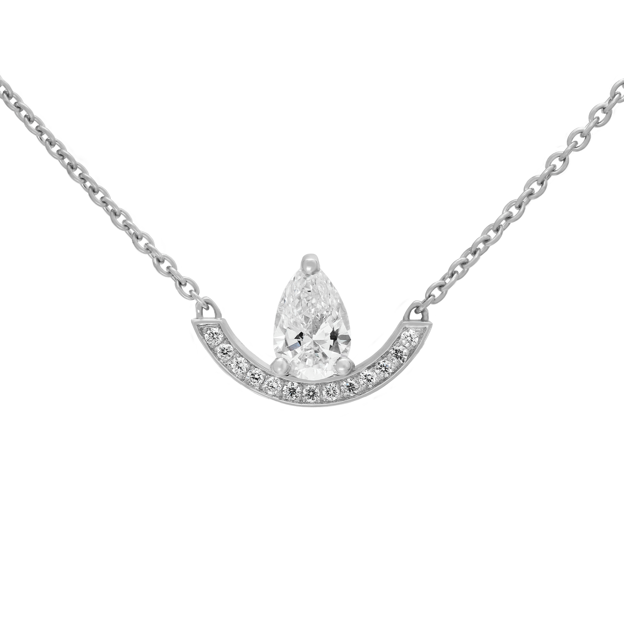 Intrépide grand arc pavée poire solitaire necklace - Pear Shaped Diamond Pendant Necklace - The Future Rocks - 5