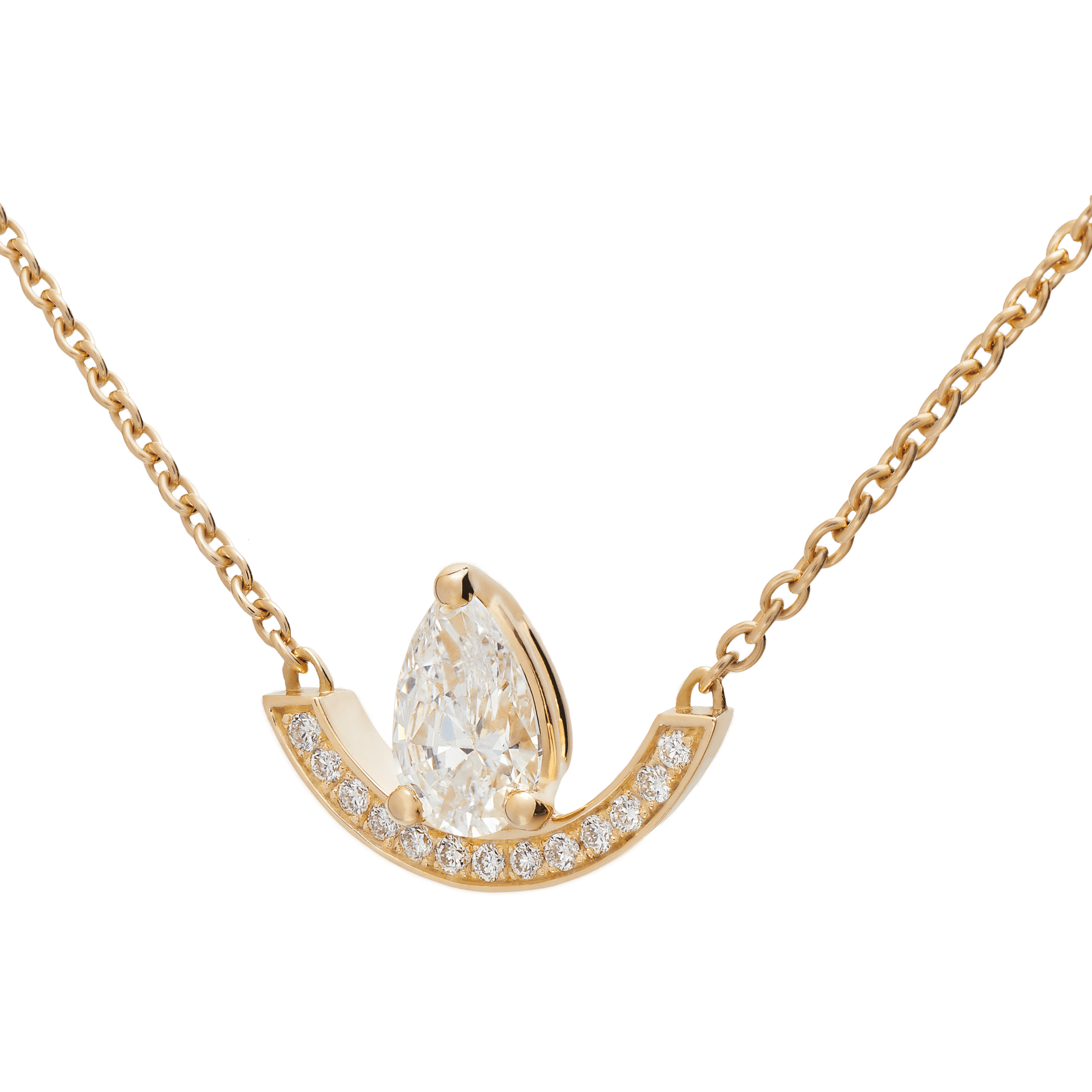 Intrépide grand arc pavée poire solitaire necklace - Pear Shaped Diamond Pendant Necklace - The Future Rocks - 4