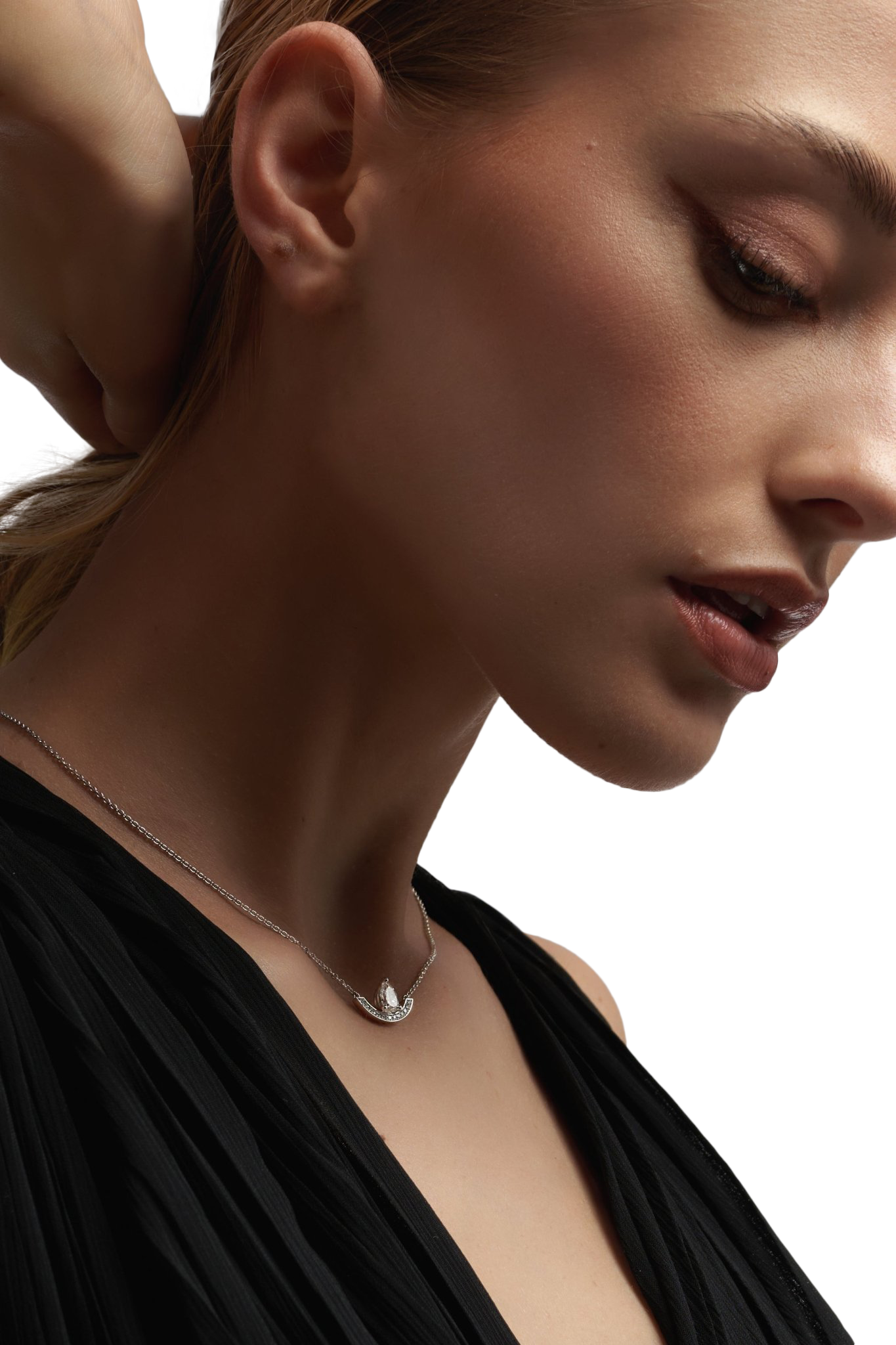 Intrépide grand arc pavée poire solitaire necklace - Pear Shaped Diamond Pendant Necklace - The Future Rocks - 3