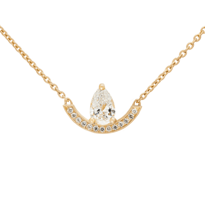 Intrépide grand arc pavée poire solitaire necklace - Pear Shaped Diamond Pendant Necklace - The Future Rocks - 1
