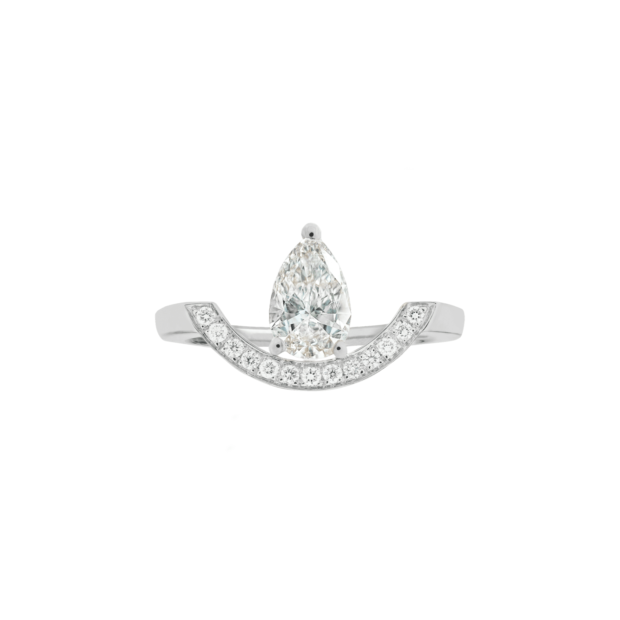 Intrépide grand arc pavée poire solitaire ring - Pear Shaped Solitaire Diamond Pavé Ring - The Future Rocks - 3